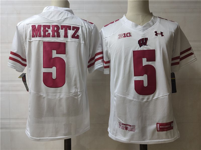Men Wisconsin Badgers #5 Mertz White Elite 2025 NCAA Jersey->ncaa teams->NCAA Jersey